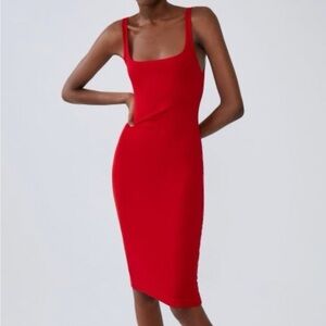 Zara Red-orange Midi Dress